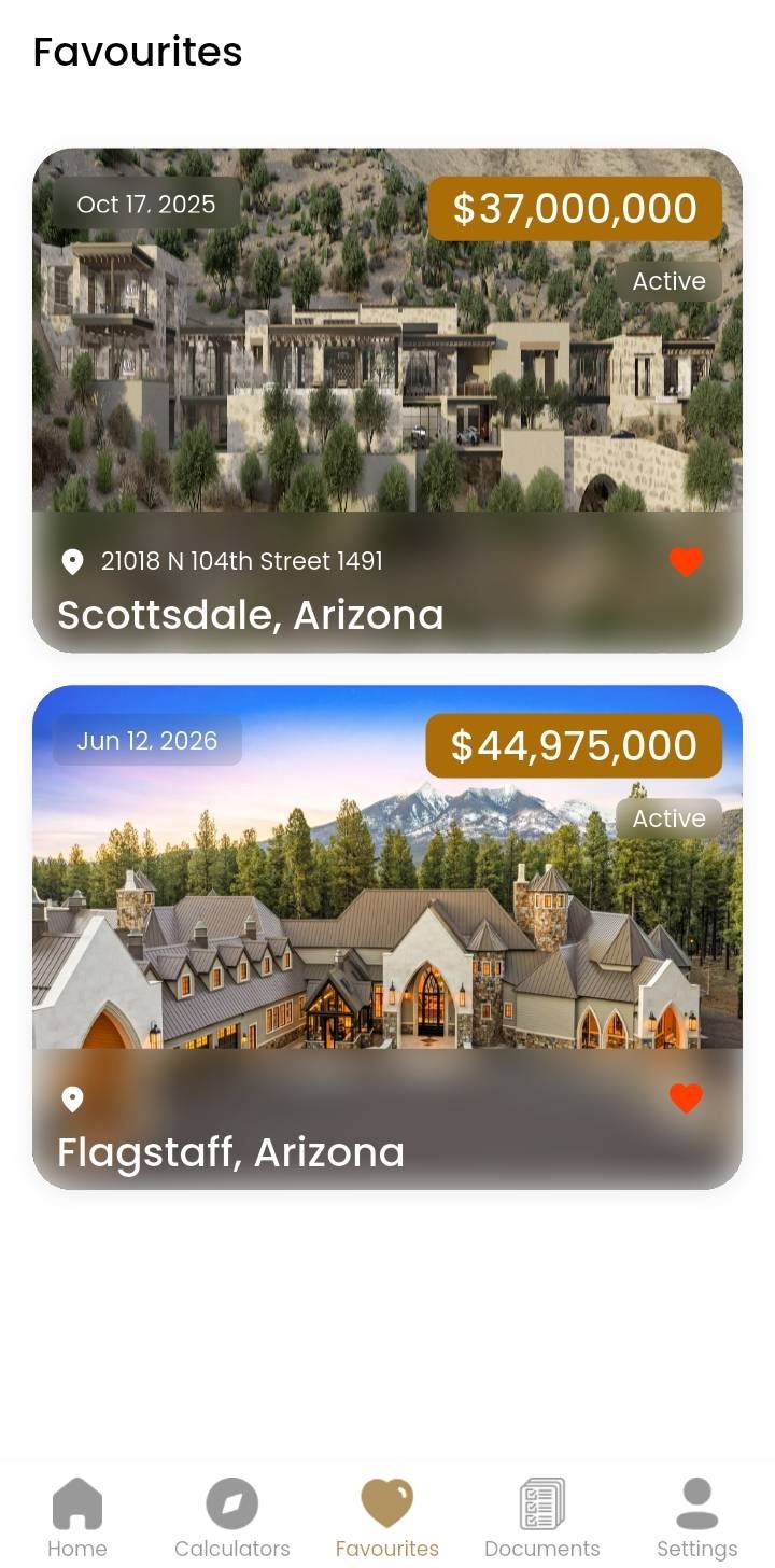 Property search & wishlist UI